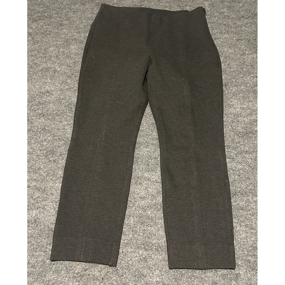 Quince Women's Large Grey Office Pants Rayon Blend Solid 26" Inseam Pull On